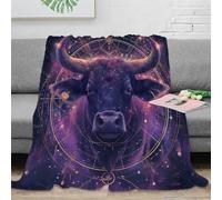 estampado 3D Cosmic Bull manta para aire acondicionado microfibra ropa de cama anti-bolitas Mythical Astrology Arte plaid para verano suave para regalos para casas climatizadas 40x50inch(100x130cm)