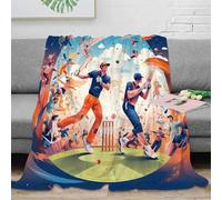 estampado 3D cricket action plaid de cama microfibra ropa de cama esponjoso y cálido sports ilustracion manta de sofá anti-bolitas no desprende pelusa para uso diario en casa 40x50inch(100x130cm)