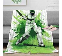 estampado 3D Cricket player action manta de siesta microfibra ropa de cama suave y cálida Sport ilustracion manta de descanso transpirable lavable para amantes del confort 80×90inch(200x230cm)