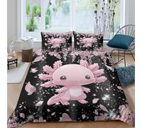 Estampado 3D Cute Axolotl Cubierta de edredón Ropa de Cama con Funda de Almohada Extra Suave Protector de edredón Transpirable para Adolescentes Estudiantes jóvenes Super King（260x220cm）