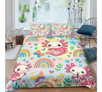 Estampado 3D Cute Axolotl Cubierta de edredón Ropa de Cama con Funda de Almohada Lujoso Protector de edredón Precioso para Parejas Padres familias Super King（260x220cm）