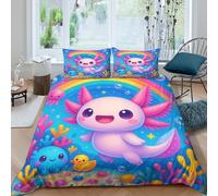 Estampado 3D Cute Axolotl Cubierta de edredón Ropa de Cama con Funda de Almohada Transpirable Protector de edredón Ligero para Parejas Adultos Adolescentes Super King（260x220cm）