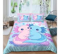 Estampado 3D Cute Axolotl Duo Funda para edredón Ropa de Cama con Funda de Almohada Refinado Cubierta de edredón Exquisito para Parejas Seres Queridos Padres Super King（260x220cm）