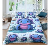 Estampado 3D Cute Axolotl Funda de edredón Ropa de Cama con Funda de Almohada Ligero Funda para edredón Cómodo para jóvenes Adultos Adolescentes Trabajadores Super King（260x220cm）