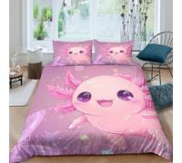 Estampado 3D Cute Axolotl Funda de edredón Ropa de Cama con Funda de Almohada Ligero Funda para edredón Lavable para jóvenes Adultos Parejas Super King（260x220cm）