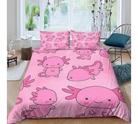 Estampado 3D Cute Axolotl Funda de edredón Ropa de Cama con Funda de Almohada Refinado Funda para edredón Exquisito para familias Amigos Abuelos Super King（260x220cm）