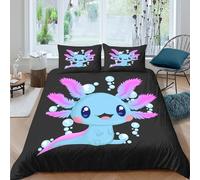 Estampado 3D Cute Axolotl Funda de edredón Ropa de Cama con Funda de Almohada Suave Funda para edredón Duradero para jóvenes Adultos Solteros familias Super King（260x220cm）