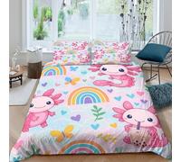 Estampado 3D Cute Axolotl Funda para edredón Ropa de Cama con Funda de Almohada Cómodo Cubierta de edredón Antiácaros para jóvenes Solteros Parejas Super King（260x220cm）