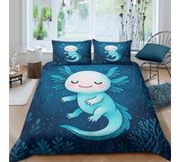 Estampado 3D Cute Axolotl Funda para edredón Ropa de Cama con Funda de Almohada Exquisito Cubierta de edredón Lujoso para Abuelos Amigos Parejas Super King（260x220cm）
