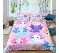 Estampado 3D Cute Axolotl Funda para edredón Ropa de Cama con Funda de Almohada Suave Cubierta de edredón Transpirable para jóvenes Adultos Solteros Super King（260x220cm）
