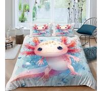 Estampado 3D Cute Axolotl Funda para edredón Ropa de Cama con Funda de Almohada Transpirable Cubierta de edredón Secado rápido para Estudiantes jóvenes Adultos Super King（260x220cm）