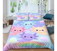 Estampado 3D Cute Axolotl Protector de edredón Ropa de Cama con Funda de Almohada Calidad Funda de edredón Refinado para Amigos compañeros Padres Super King（260x220cm）