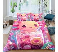 Estampado 3D Cute Axolotl Protector de edredón Ropa de Cama con Funda de Almohada Secado rápido Funda de edredón Antiácaros para Estudiantes Solteros compañeros de Piso Super King（260x220cm）