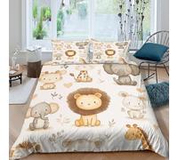Estampado 3D Cute Baby Animals Cubierta de edredón Ropa de Cama con Funda de Almohada Calidad Protector de edredón Refinado para familias cercanas compañeros Super King（260x220cm）