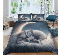 Estampado 3D Cute Baby Elephant Cubierta de edredón Ropa de Cama con Funda de Almohada Extra Suave Protector de edredón Transpirable para Adolescentes Estudiantes jóvenes Super King（260x220cm）