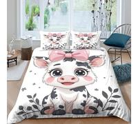 Estampado 3D Cute Cow Baby Cubierta de edredón Ropa de Cama con Funda de Almohada Suave Protector de edredón Transpirable para jóvenes Adultos niños Trabajadores Super King（260x220cm）