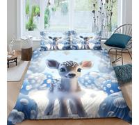 Estampado 3D Cute Deer Baby Funda de edredón Ropa de Cama con Funda de Almohada Precioso Funda para edredón Bonito para familias Abuelos Amigos Super King（260x220cm）