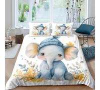 Estampado 3D Cute Elephant Baby Funda de edredón Ropa de Cama con Funda de Almohada Ligero Funda para edredón Lavable para jóvenes Adultos Parejas Super King（260x220cm）