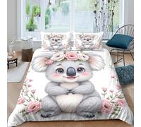 Estampado 3D Cute Koala Baby Cubierta de edredón Ropa de Cama con Funda de Almohada Precioso Protector de edredón Bonito para Padres Amigos Seres Queridos Super King（260x220cm）