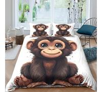 Estampado 3D Cute Monkey Baby Funda de edredón Ropa de Cama con Funda de Almohada Lujoso Funda para edredón Precioso para Parejas Padres Seres Queridos Super King（260x220cm）