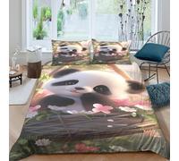 Estampado 3D Cute Panda Baby Funda de edredón Ropa de Cama con Funda de Almohada Bonito Funda para edredón Lujo para familias Abuelos Padres Super King（260x220cm）