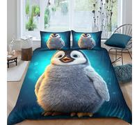 Estampado 3D Cute Penguin Baby Funda para edredón Ropa de Cama con Funda de Almohada Extra Suave Cubierta de edredón Ligero para Solteros Parejas jóvenes Super King（260x220cm）