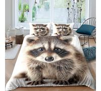 Estampado 3D Cute Raccoon Baby Funda para edredón Ropa de Cama con Funda de Almohada Cómodo Cubierta de edredón Duradero para Estudiantes jóvenes Adultos Super King（260x220cm）