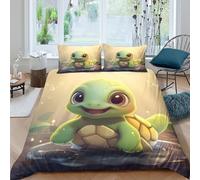 Estampado 3D Cute Turtle Baby Funda de edredón Ropa de Cama con Funda de Almohada Suave Funda para edredón Duradero para jóvenes Adultos Solteros familias Single（140x200cm）