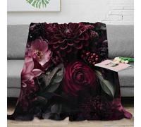 estampado 3D DarkFloralArrangement manta microfibra ropa de cama lavable en lavadora GothicBotanical plaid térmico anti-bolitas no desprende pelusa para uso doméstico diario 60x80inch(150x200cm)