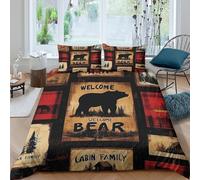 Estampado 3D Decoración rústica de cabaña Protector de edredón Ropa de Cama Estilo Letrero de Madera Funda de edredón Antiácaros para Adolescentes Estudiantes niños Single（135x200cm）