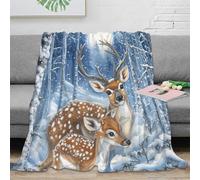 Estampado 3D Deer Scene Manta de habitación Microfibra Ropa de Cama Anti-Bolitas Fantasy Forest Plaid de habitación Suave para Regalos para la habitación 40x50inch(100x130cm)