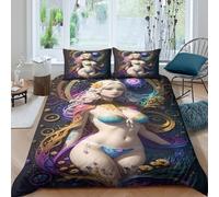 Estampado 3D Diosa mítica Cubierta de edredón Ropa de Cama con Funda de Almohada Precioso Estilo de Arte fantástico Protector de edredón Bonito para Padres Amigos Seres Queridos Single（135x200cm）