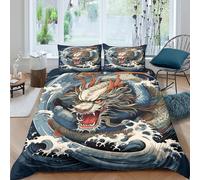 Estampado 3D Dragon Artwork Funda para edredón Ropa de Cama con Funda de Almohada Duradero Cubierta de edredón Suave para compañeros de Piso familias Adolescentes Double（200x200cm）