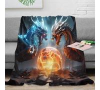 Estampado 3D Dragon Battle Manta de Cama Microfibra Ropa de Cama Transpirable Fantasy Mythical Creatures Plaid de Cama Anti-Bolitas para jóvenes en habitación compartida 60x80inch(150x200cm)