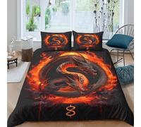 Estampado 3D Dragon Fire Funda para edredón Ropa de Cama con Funda de Almohada Exquisito Cubierta de edredón Lujoso para Padres Amigos Parejas Double（200x200cm）