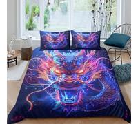 Estampado 3D Dragon Head Funda para edredón Ropa de Cama con Funda de Almohada Transpirable Cubierta de edredón Lavable para Solteros compañeros de Piso familias Double（200x200cm）