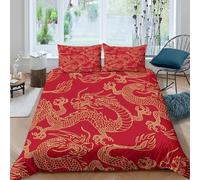 Estampado 3D Dragon Pattern Funda de edredón Ropa de Cama con Funda de Almohada Extra Suave Funda para edredón Ligero para Adolescentes Parejas familias Double（200x200cm）