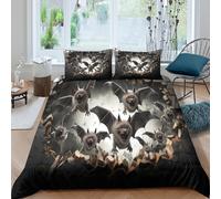 Estampado 3D Enjambre murciélagos aterradores Funda para edredón Ropa de Cama Bonito Diseñ Arte Mural Terror Cubierta de edredón Lujo para Parejas Padres compañeros Single（135x200cm）