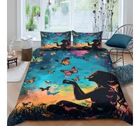 Estampado 3D Fantasía de enjambre de Mariposas Funda de edredón Ropa de Cama con Funda de Almohada Calidad Sueño Colorido Funda para edredón Refinado para Abuelos Amigos familias Single（135x200cm）