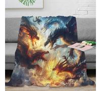 Estampado 3D Fantasy Dragons Manta de Viaje Microfibra Ropa de Cama Anti-Bolitas Epic Mythical Manta de Viaje compacta para Regalos para viajeros 50x60inch(127x152cm)