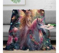 Estampado 3D Fantasy Fairy Manta de Viaje Microfibra Ropa de Cama compacta Enchanted Garden Manta de Viaje Suave para Regalos para quienes viajan por Trabajo 70×80inch(180x200cm)