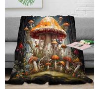 Estampado 3D Fantasy Mushroom Scene Manta de Oficina Microfibra Ropa de Cama Anti-Bolitas Magical Forest Manta de Descanso cálida para Regalos para Profesionales ocupados 50x60inch(127x152cm)