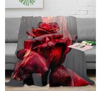 Estampado 3D Flaming Rose frazada Microfibra Ropa de Cama Suave y cálida Dark Fantasy Arte Plaid de frazada no desprende Pelusa para jóvenes Amantes del Confort 80×90inch(200x230cm)