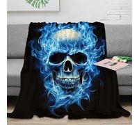 estampado 3D flaming skull arte manta para aire acondicionado microfibra ropa de cama anti-bolitas dark gothic plaid para verano suave para regalos para casas climatizadas 70×80inch(180x200cm)