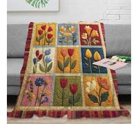 estampado 3D Floral quilt design manta de siesta microfibra ropa de cama suave y cálida Handmade patchwork manta de descanso transpirable lavable para amantes del confort 50x60inch(127x152cm)