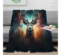 Estampado 3D Forest Deer Manta para Aire Acondicionado Microfibra Ropa de Cama esponjosa Mythical Fantasy Arte Plaid para Verano Suave 60x80inch(150x200cm)