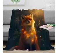 Estampado 3D Fox with Lights Plaid térmico Microfibra Ropa de Cama Premium Fantasy Glowing Animal Manta térmica no desprende Pelusa para Regalos de Invierno 70×80inch(180x200cm)