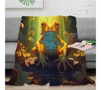 Estampado 3D Frog in Forest Manta de habitación Microfibra Ropa de Cama Lavable Fantasy Arte Manta de Cama Anti-Bolitas para Regalos para habitación Nueva 50x60inch(127x152cm)