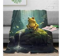 Estampado 3D Frog in Forest Plaid de frazada Microfibra Ropa de Cama Suave Nature Fantasy Arte frazada Anti-Bolitas para Regalos para Amigos 50x60inch(127x152cm)