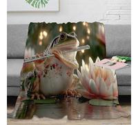 Estampado 3D Frog Jugando Flute Manta de habitación Microfibra Ropa de Cama Anti-Bolitas Nature Fantasy Arte Plaid de habitación Suave para jóvenes Solteros en casa 60x80inch(150x200cm)